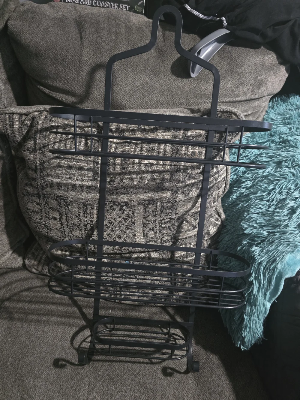 Black Metal Over-the-Door Bathroom Organizer Shelf Or Shower Rack